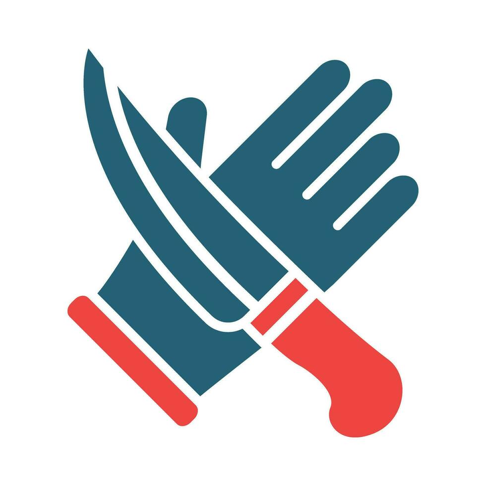 Knife Protector Glove Vector Glyph Two Color Icons For Personal And Commercial Use.