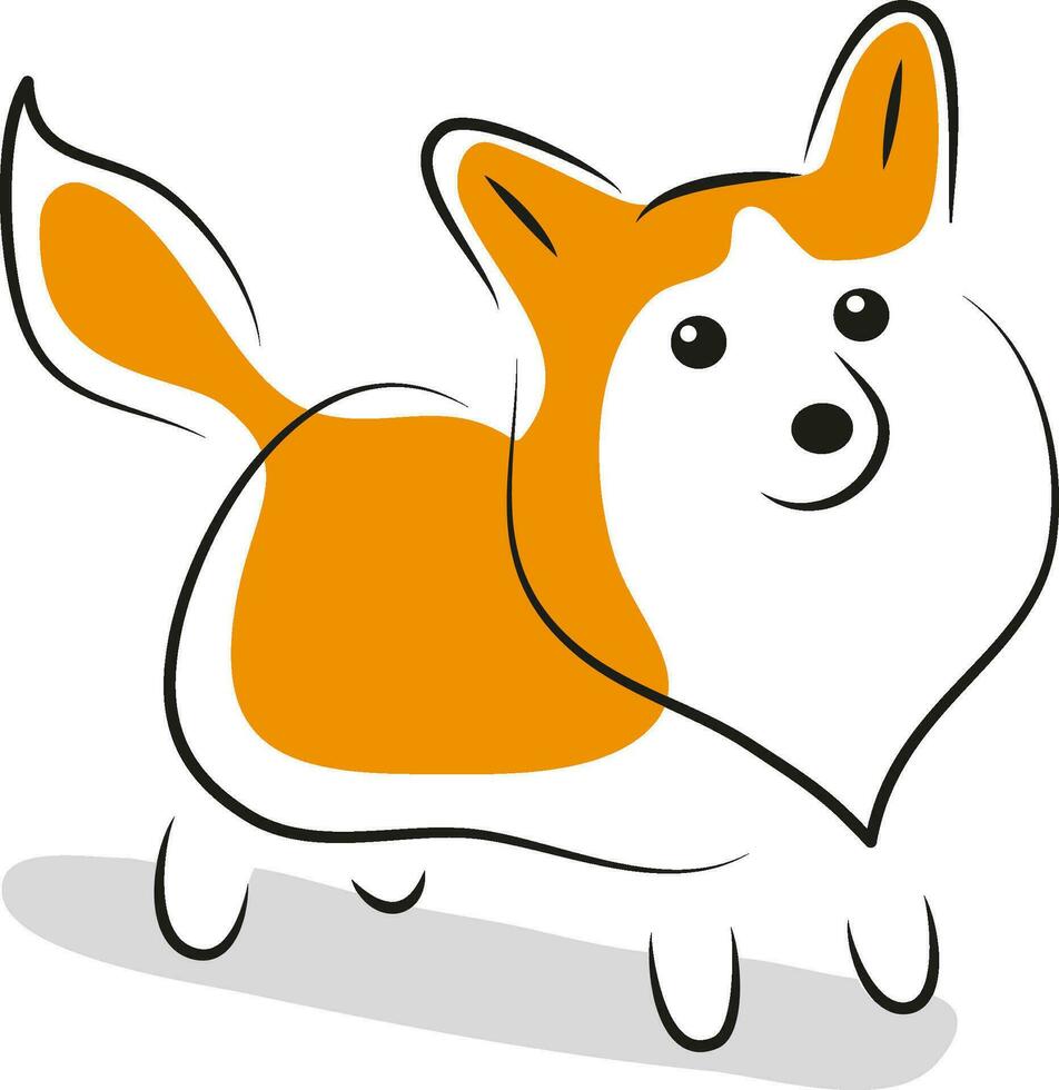 Cute simple stylized corgi dog line doodle icon on white Cartoon Pembroke Welsh Corgi vector illustration