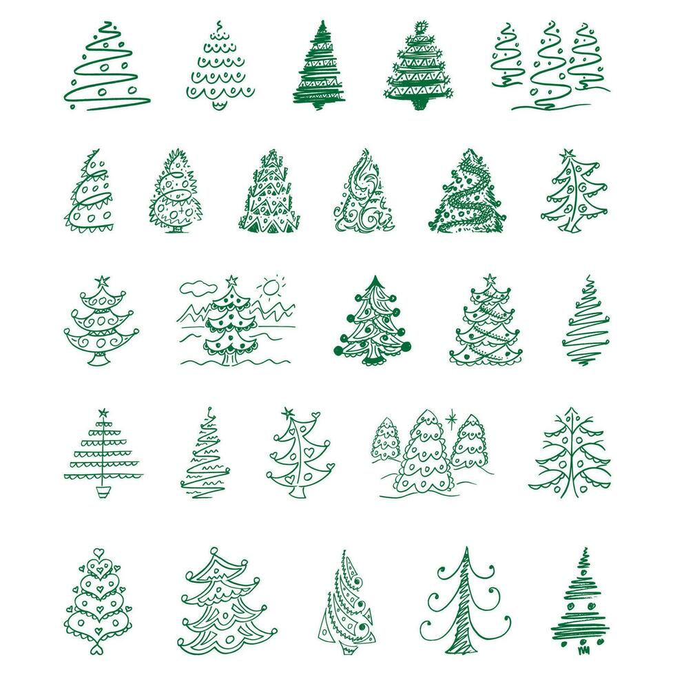 set of christmas trees christmas tree xmas tree vector