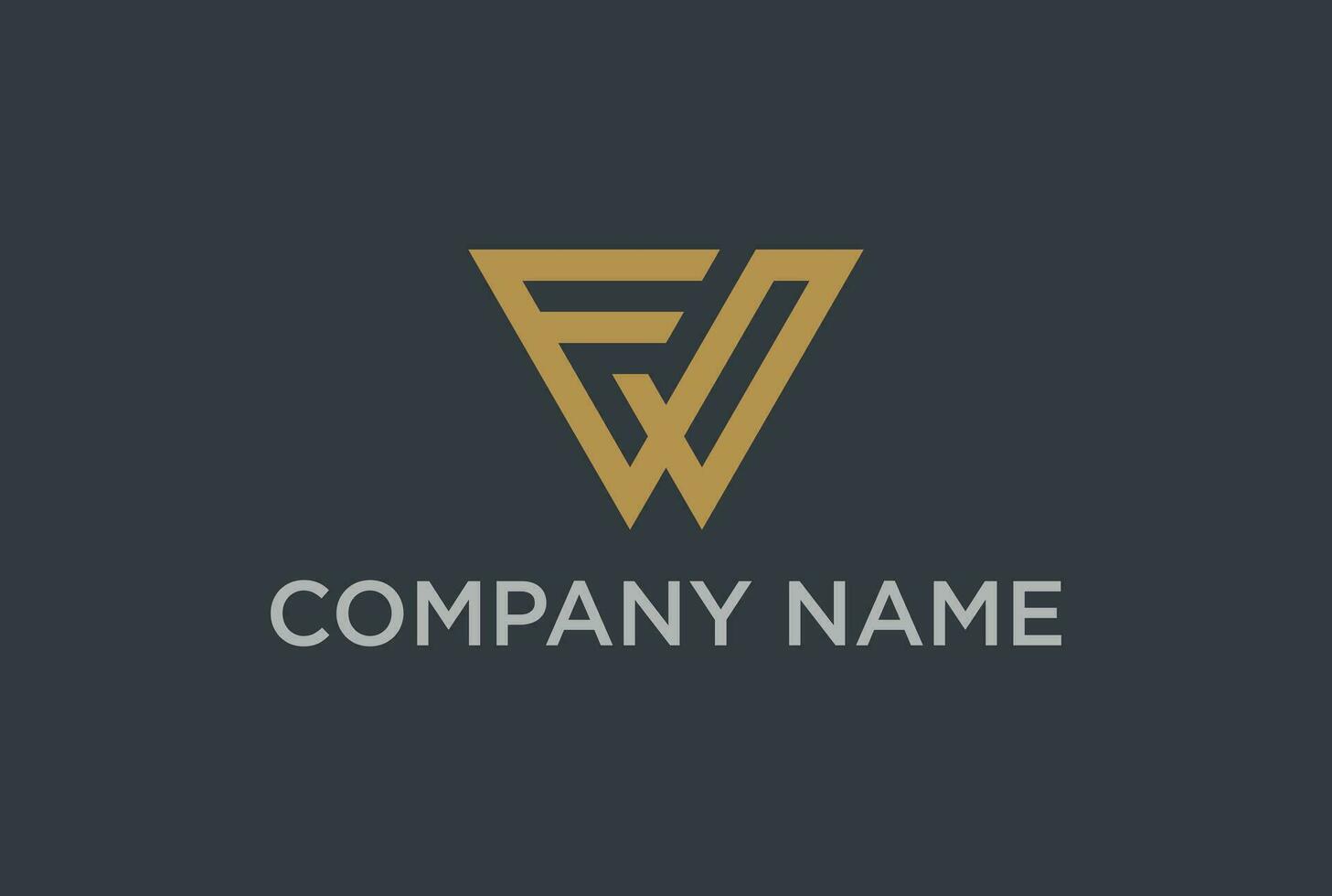 fw logo design with gold color vector