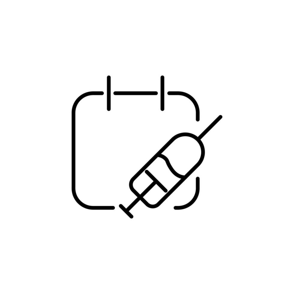 Syringe by Calendar Minimalistic Line Icon. Vector Illustration for web sites, apps, design, banners and other purposes