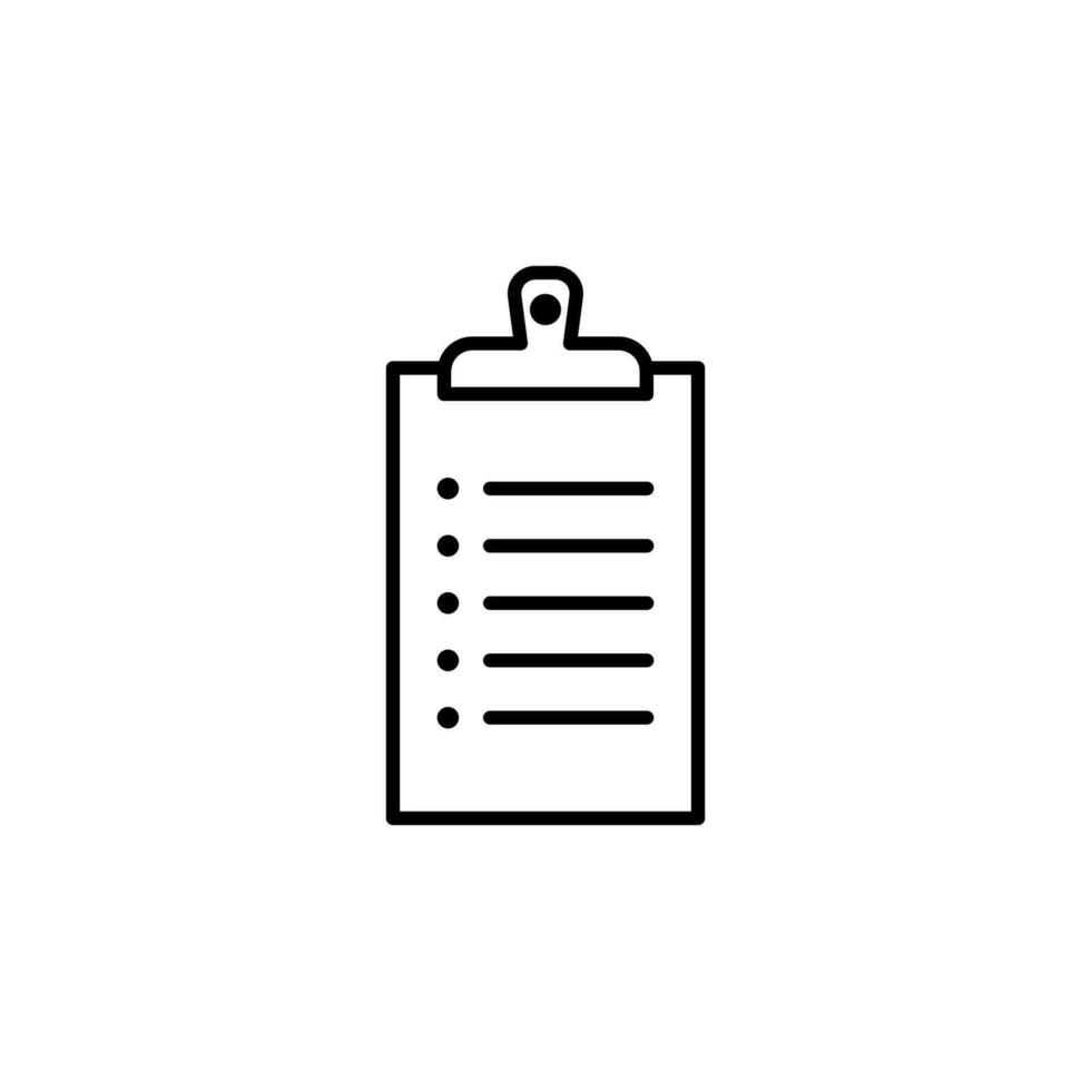 Checklist in Document on Clipboard Vector Line Sign for Advertisement. Suitable for books, stores, shops. Editable stroke in minimalistic outline style. Symbol for design