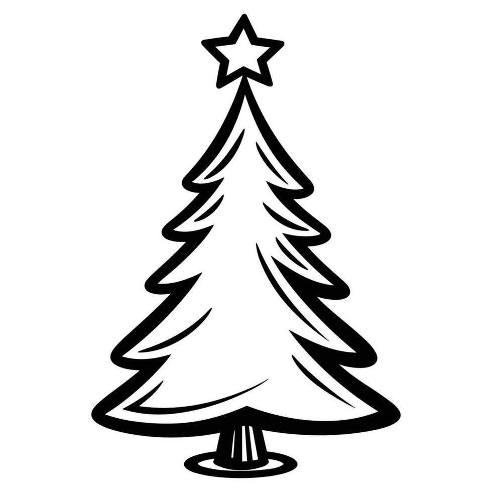 A Christmas Decorative tree silhouette outline vector