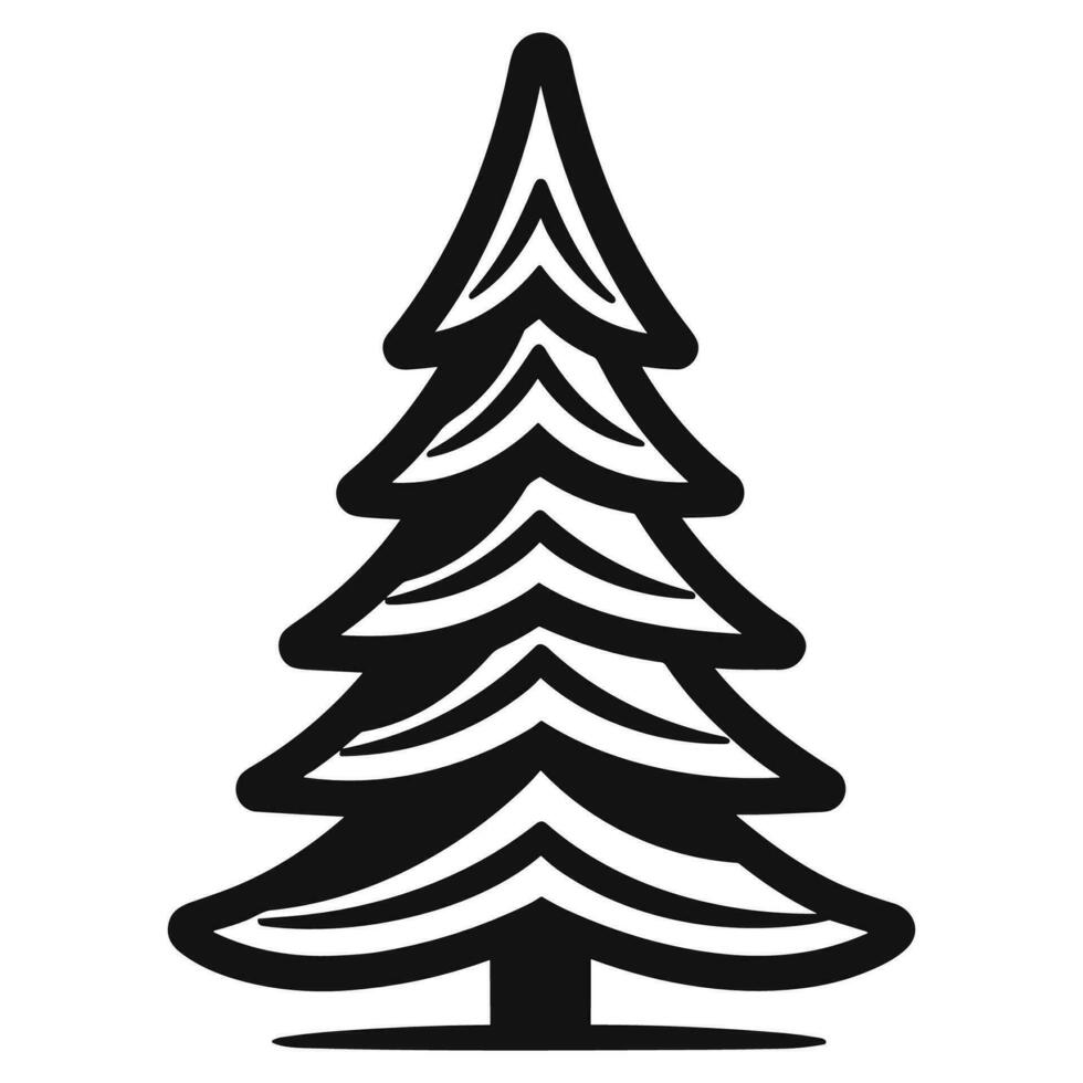 A Christmas Decorative tree silhouette outline vector free