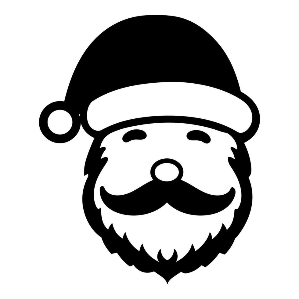 A Christmas Santa Claus and hat Vector silhouette isolated on a white background