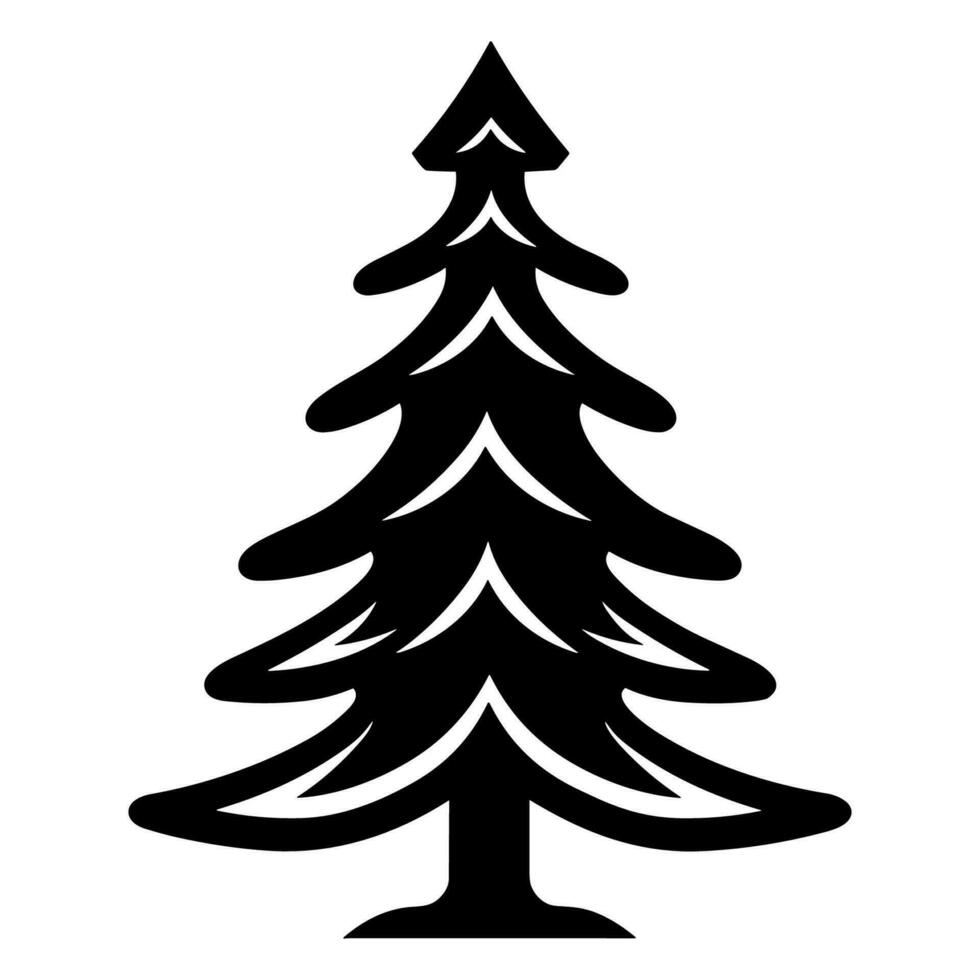 A Christmas Decorative tree silhouette outline vector