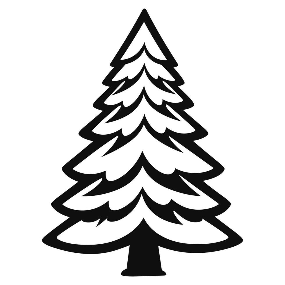 A Christmas Decorative tree silhouette outline vector