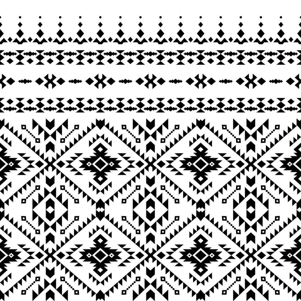 Seamless ethnic border pattern. Native traditional illustration. Aztec tribal style. Black and white color. Design for curtain, textile, wrapping, fabric, clothes, patchwork, batik, texture, ikat. vector