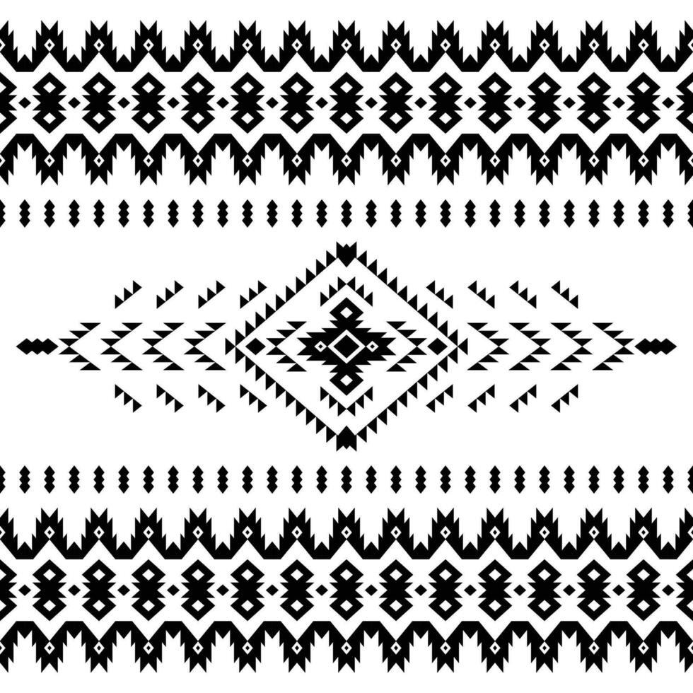 geométrico sin costura étnico modelo en negro y blanco color. azteca tribal contemporáneo motivo. nativo estilo. diseño para cortina, textil, envase, tela, ropa, labor de retazos, batik, textura, ikat. vector