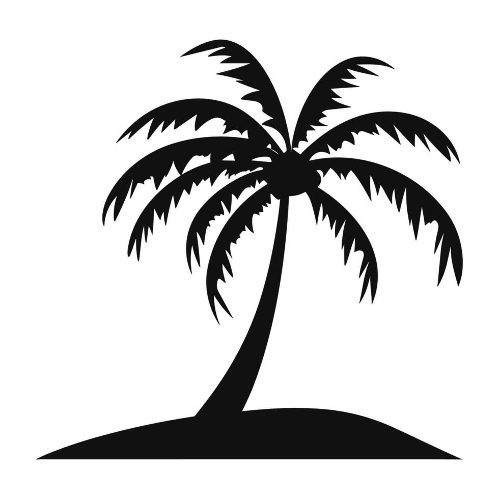 A Palm tree vector silhouette isolated on a white background, Tropical palm tree black clipart