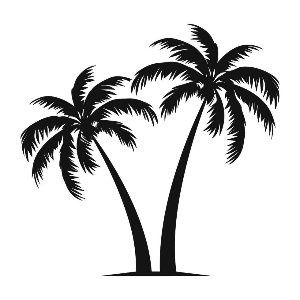 A Coconut tree Silhouette Vector isolated on white background