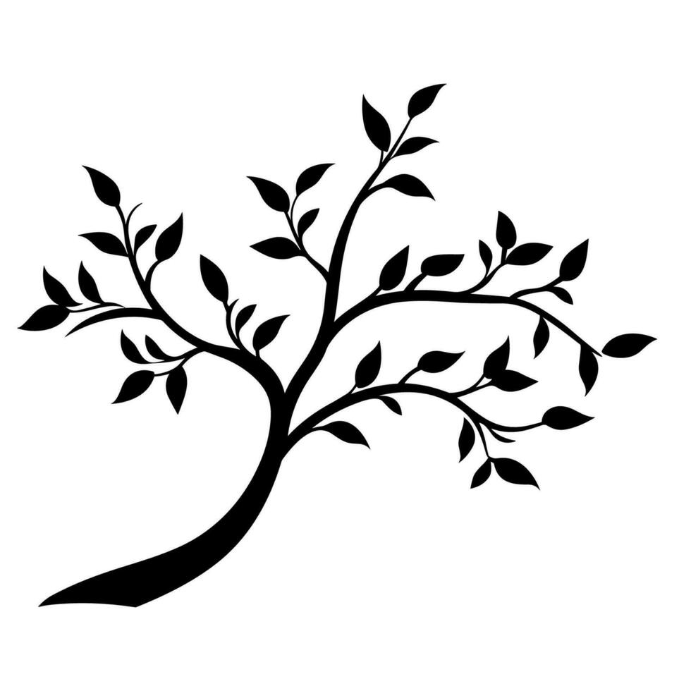 un rama árbol vector negro silueta clipart aislado en un blanco antecedentes