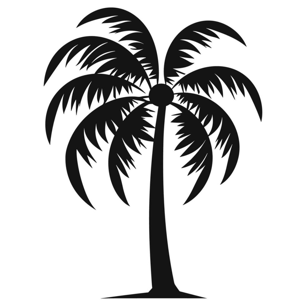 A Coconut tree Silhouette Vector isolated on white background