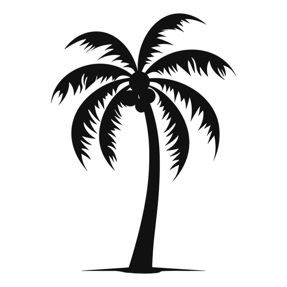 un palma árbol vector silueta aislado en un blanco fondo, tropical palma árbol negro clipart