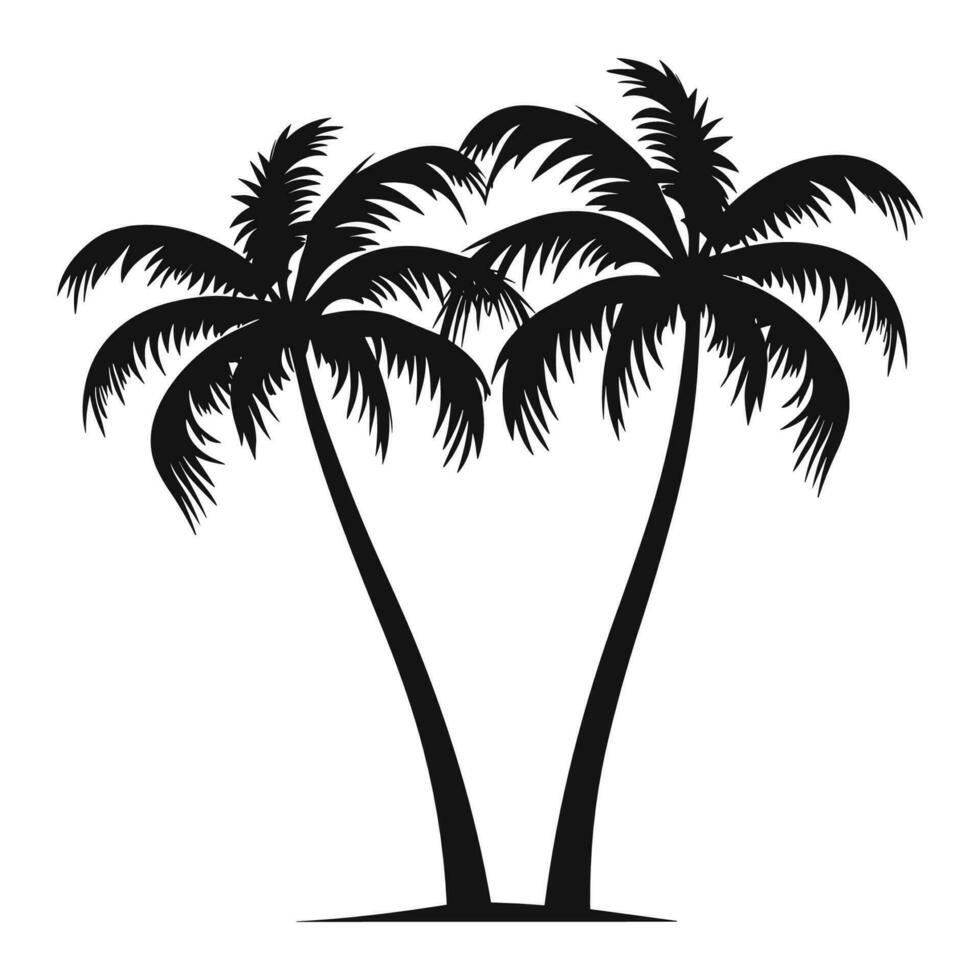 A Coconut tree Silhouette Vector isolated on white background