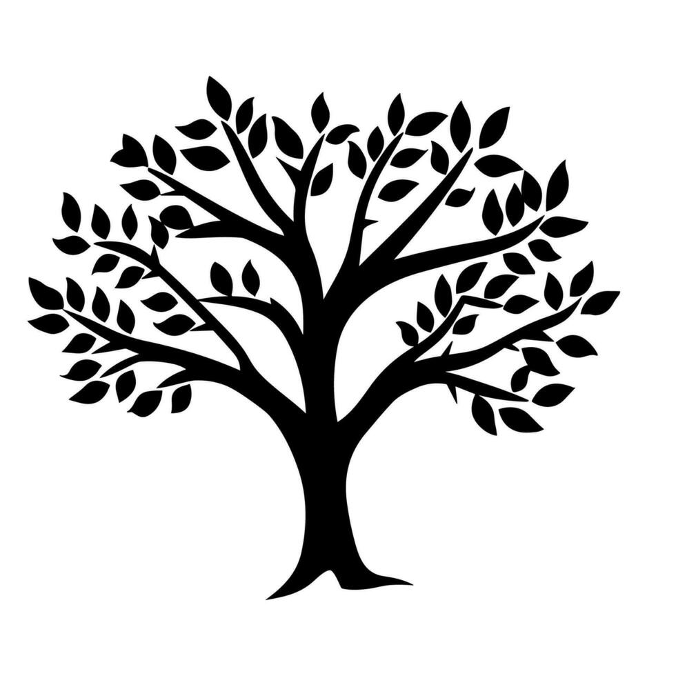 un rama árbol vector negro silueta clipart aislado en un blanco antecedentes