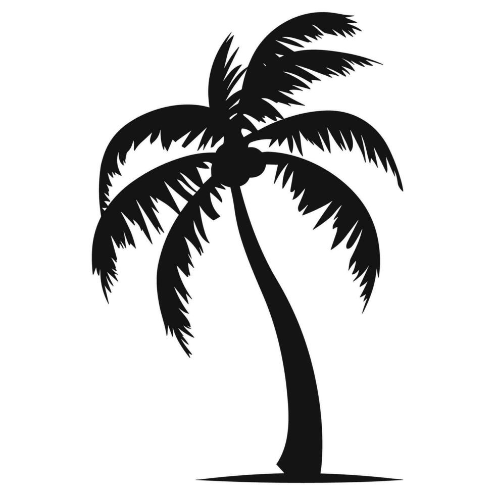 A Coconut tree Silhouette Vector isolated on white background