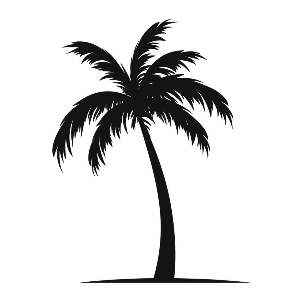 A Coconut tree Silhouette Vector isolated on white background