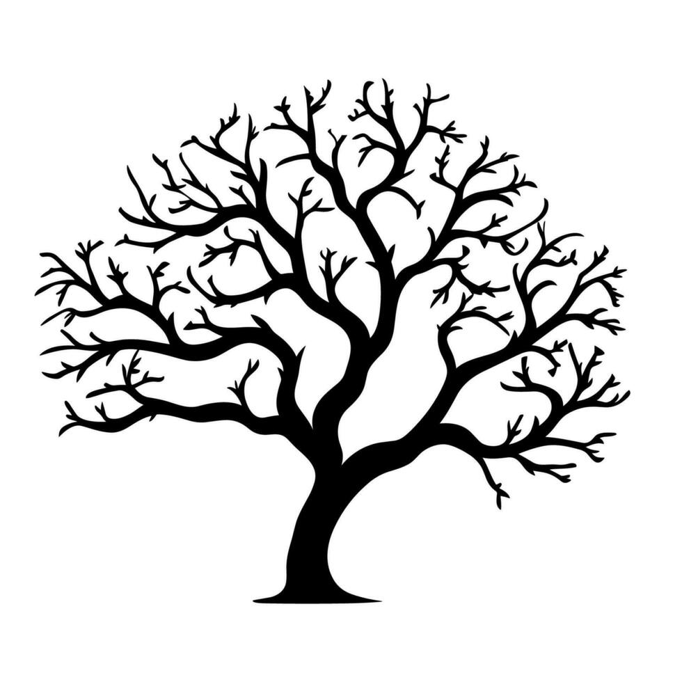 A Branch Tree vector Black Silhouette clipart isolated on a white background