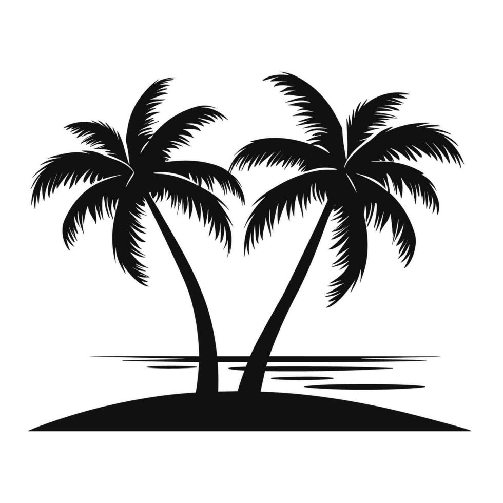 A Tropical Palm tree vector silhouette isolated on a white background free