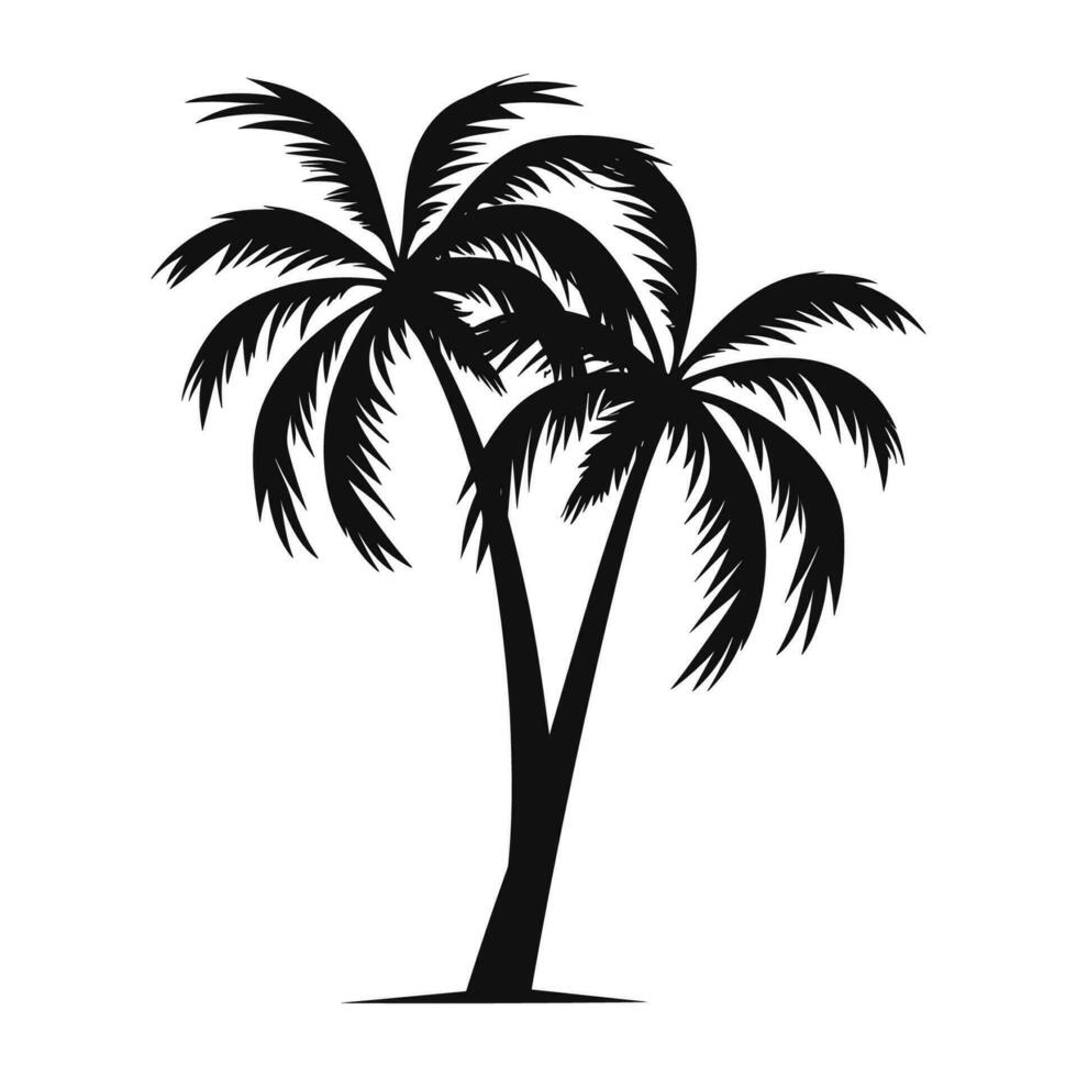 A Tropical Palm tree vector silhouette isolated on a white background free