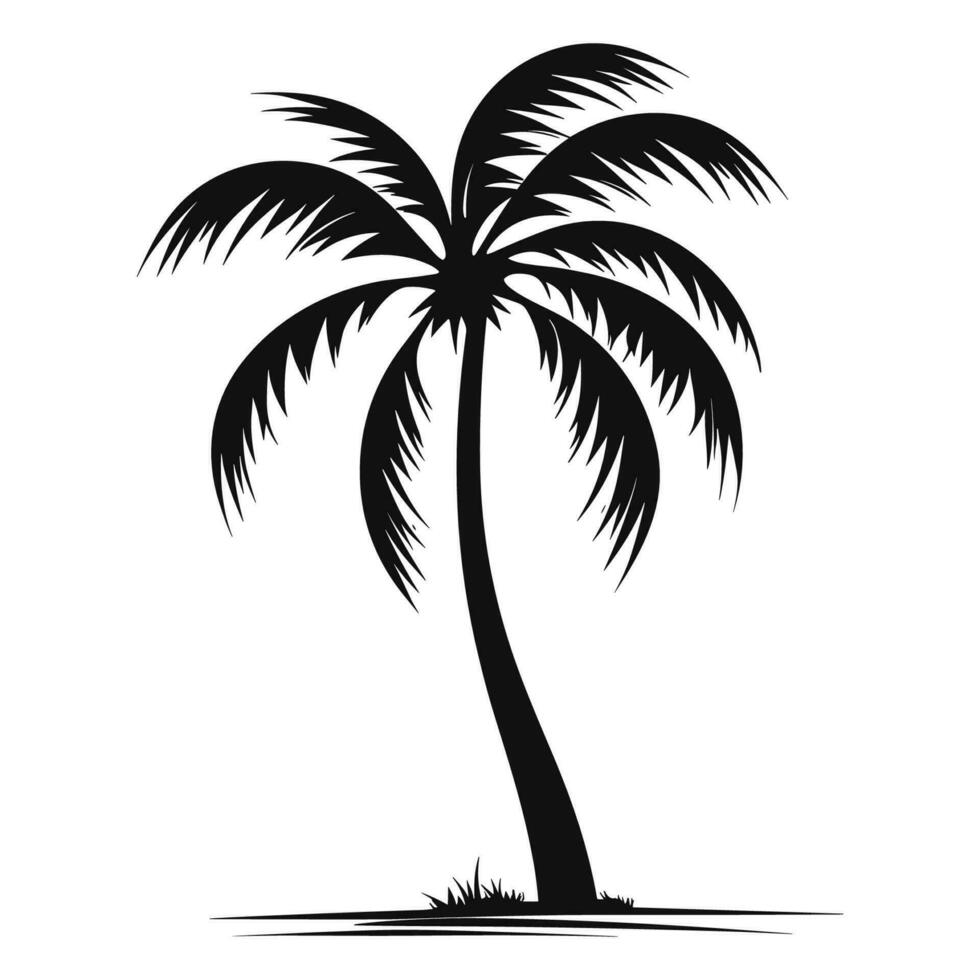 A Tropical Palm tree vector silhouette isolated on a white background free