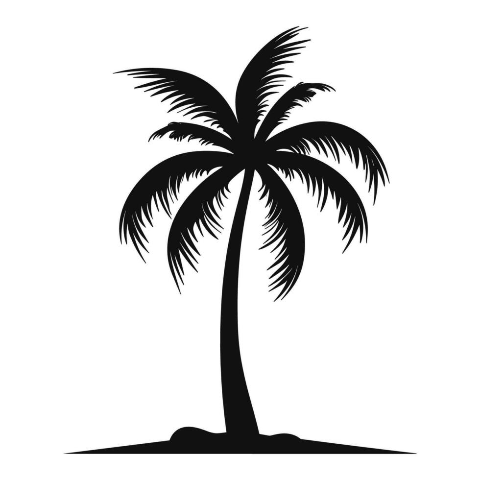 A Tropical Palm tree vector silhouette isolated on a white background free