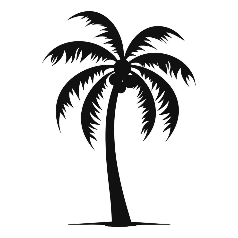 un tropical palma árbol vector silueta aislado en un blanco antecedentes gratis