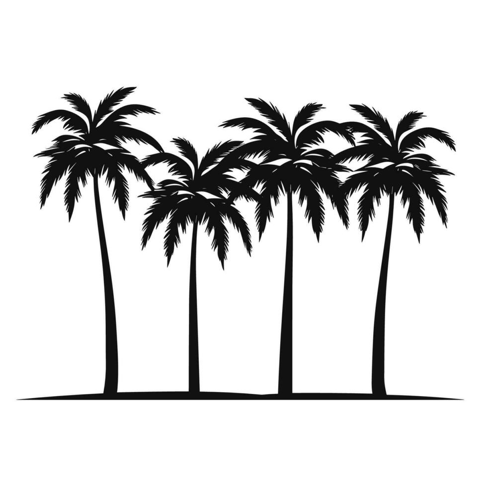 A Tropical Palm tree vector silhouette isolated on a white background free