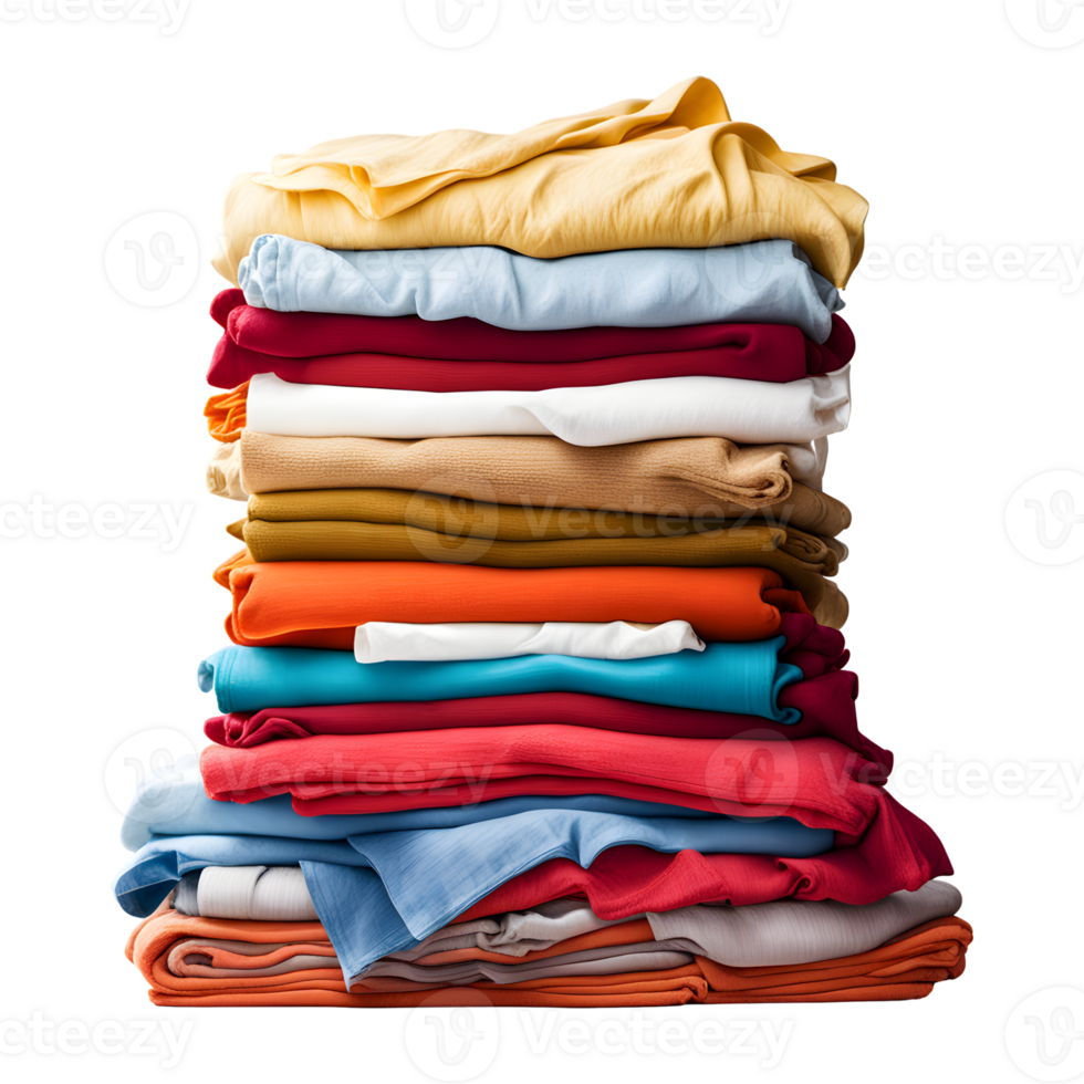 AI generated Stack of Clean Clothes Isolated on Transparent Background png