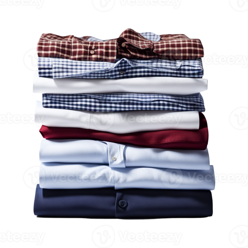AI generated Stack of Clean Shirts Isolated on Transparent Background png