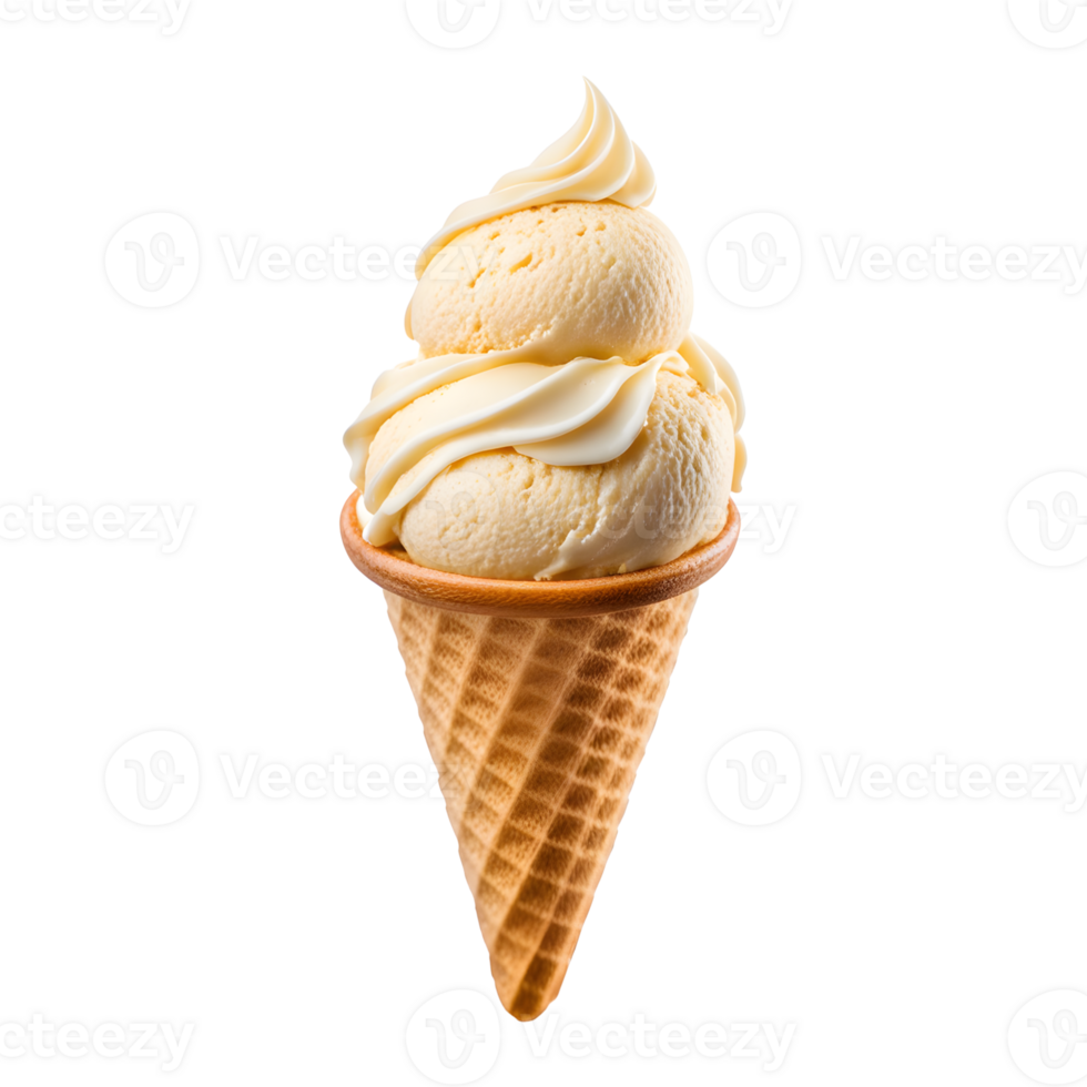 AI generated Vanilla Ice Cream Cone Isolated on Transparent Background png