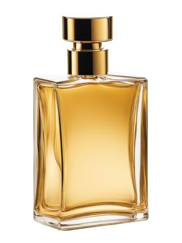 ai gerado ouro perfume garrafa isolado em transparente fundo png