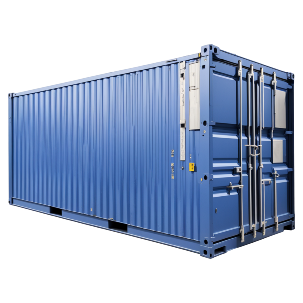 AI generated Blue Shipping Container Isolated on Transparent Background png