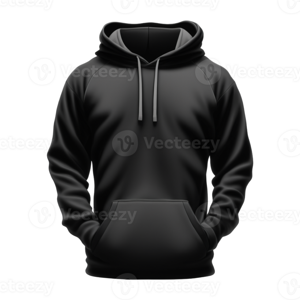 AI generated Black Blank Hoodie Isolated on Transparent Background png