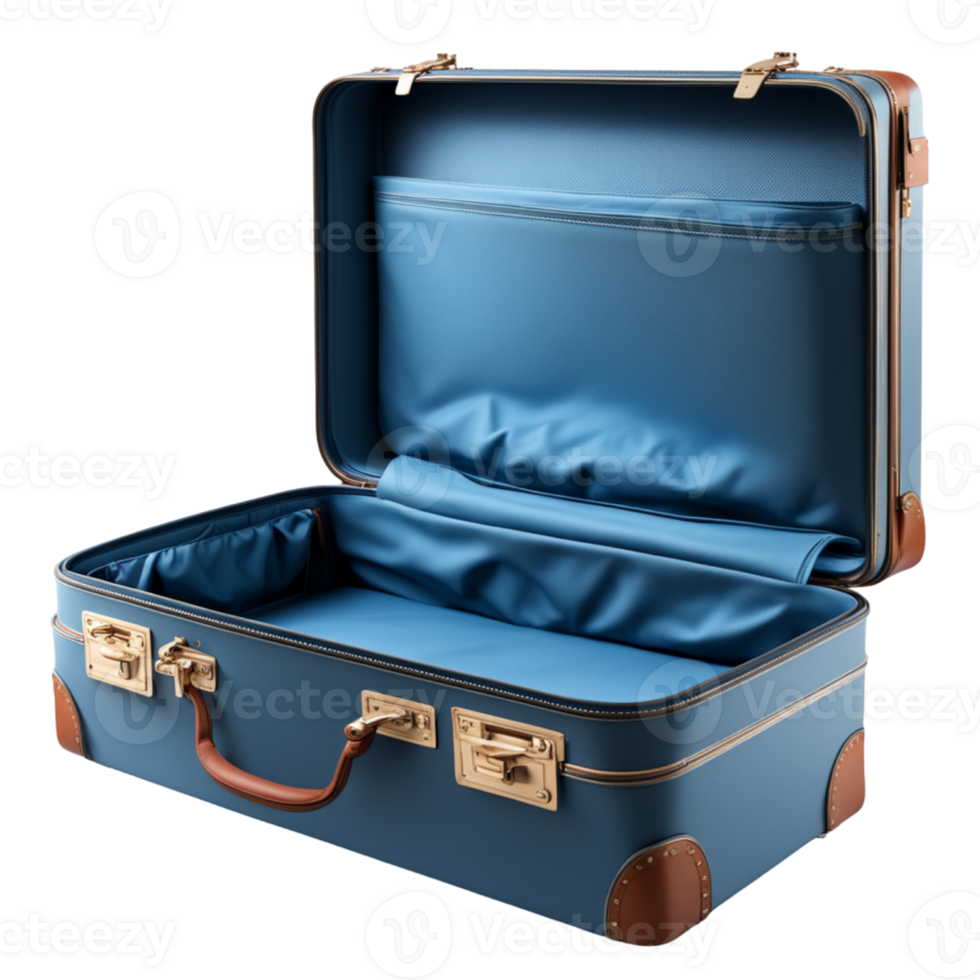ai généré ouvert bleu valise isolé sur transparent Contexte png