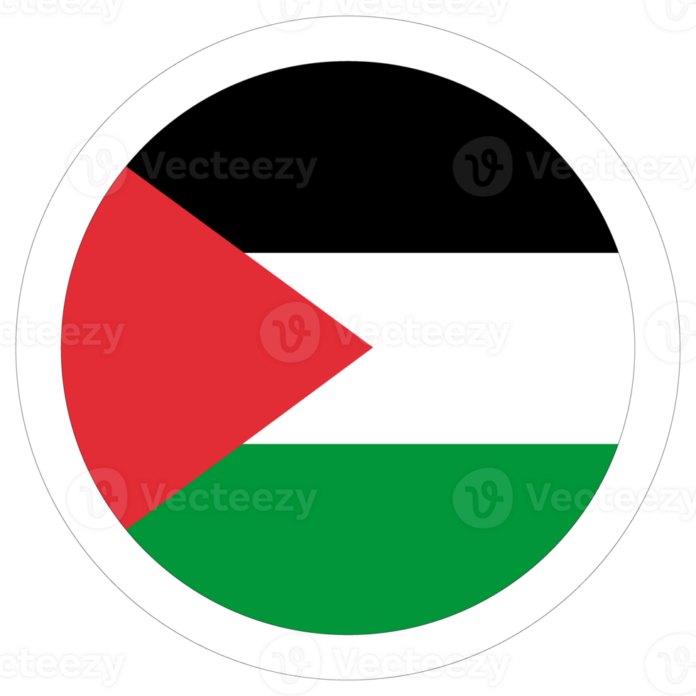 Flag of Palestine. Palestine flag in round circle  desing shape png