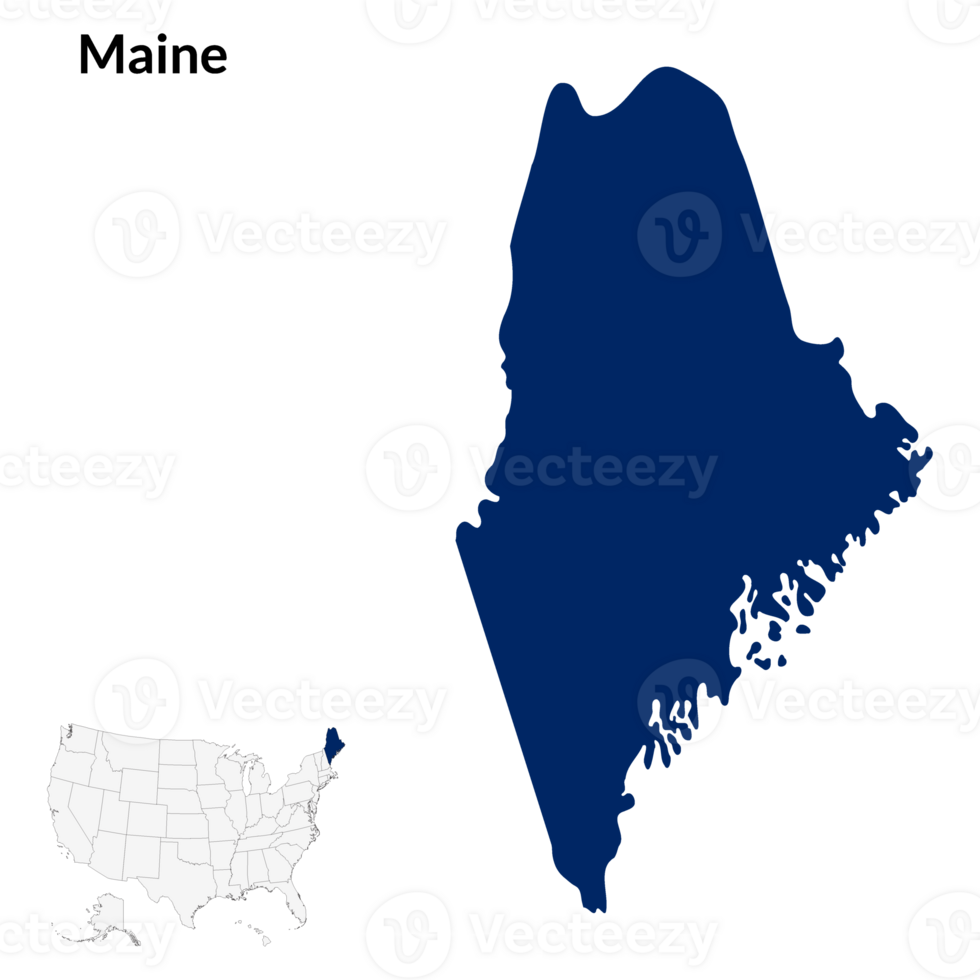 Map of Maine state of USA. USA map png