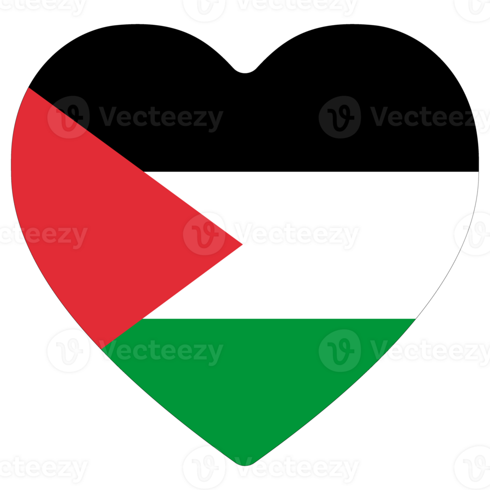 Flag of Palestine. Palestine flag in heart desing shape png