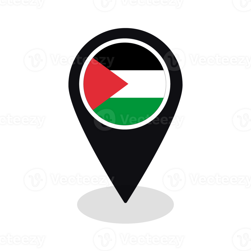 Flag of Palestine flag on map pinpoint icon isolated png