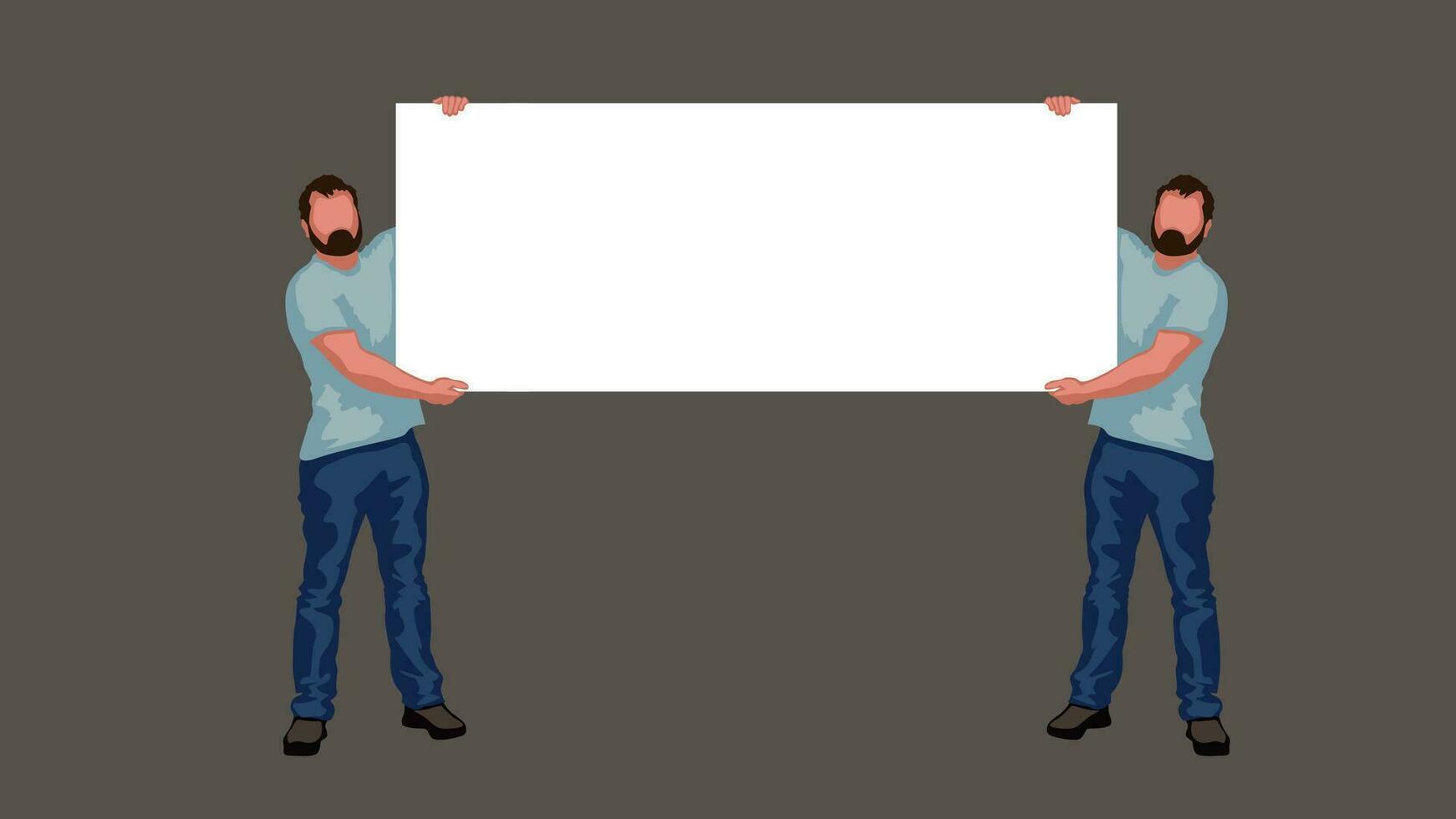 men holds banner vector