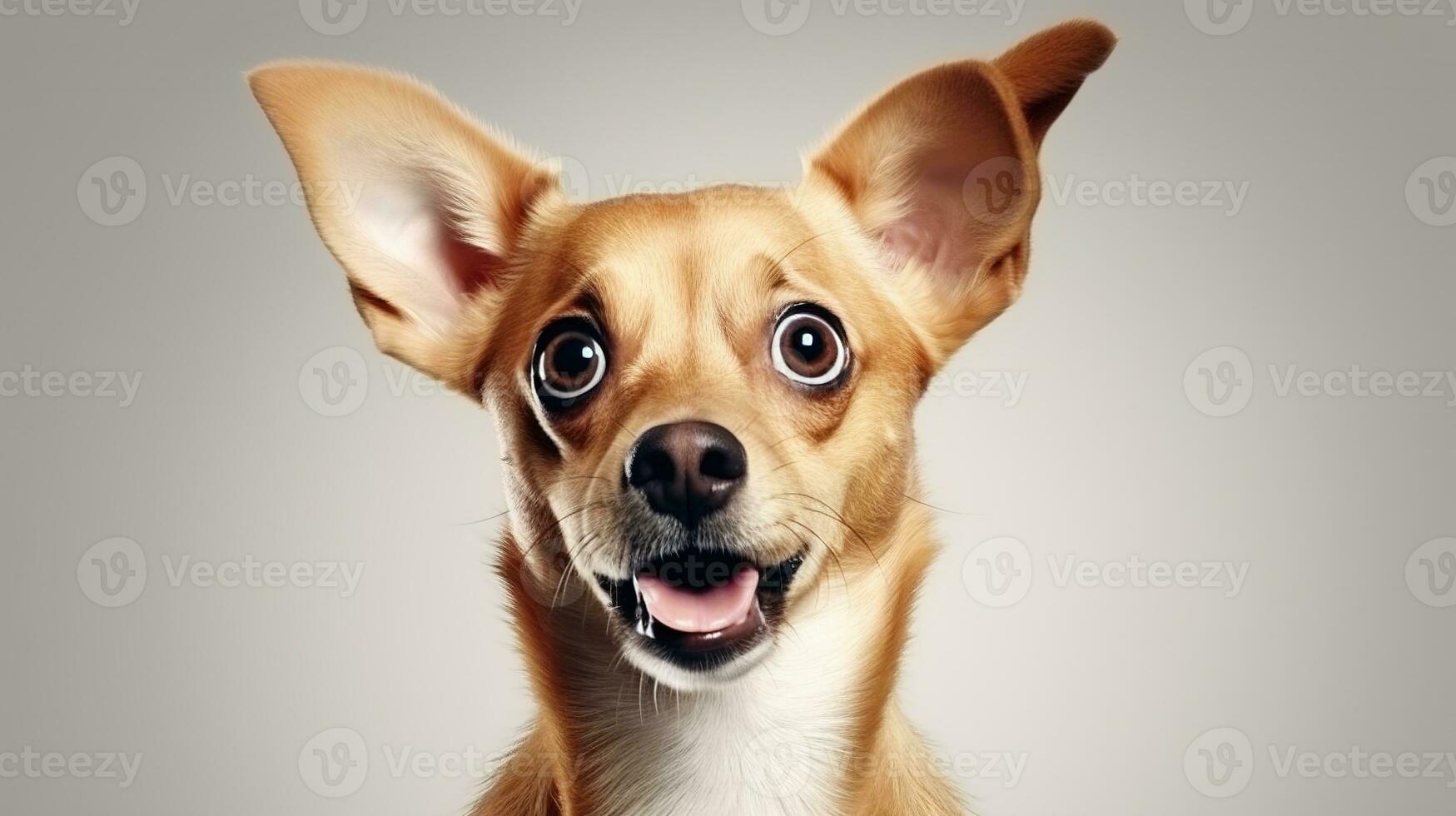 AI generated Surprised Dog with Big Eyes Isolated on the Minimalist Background photo