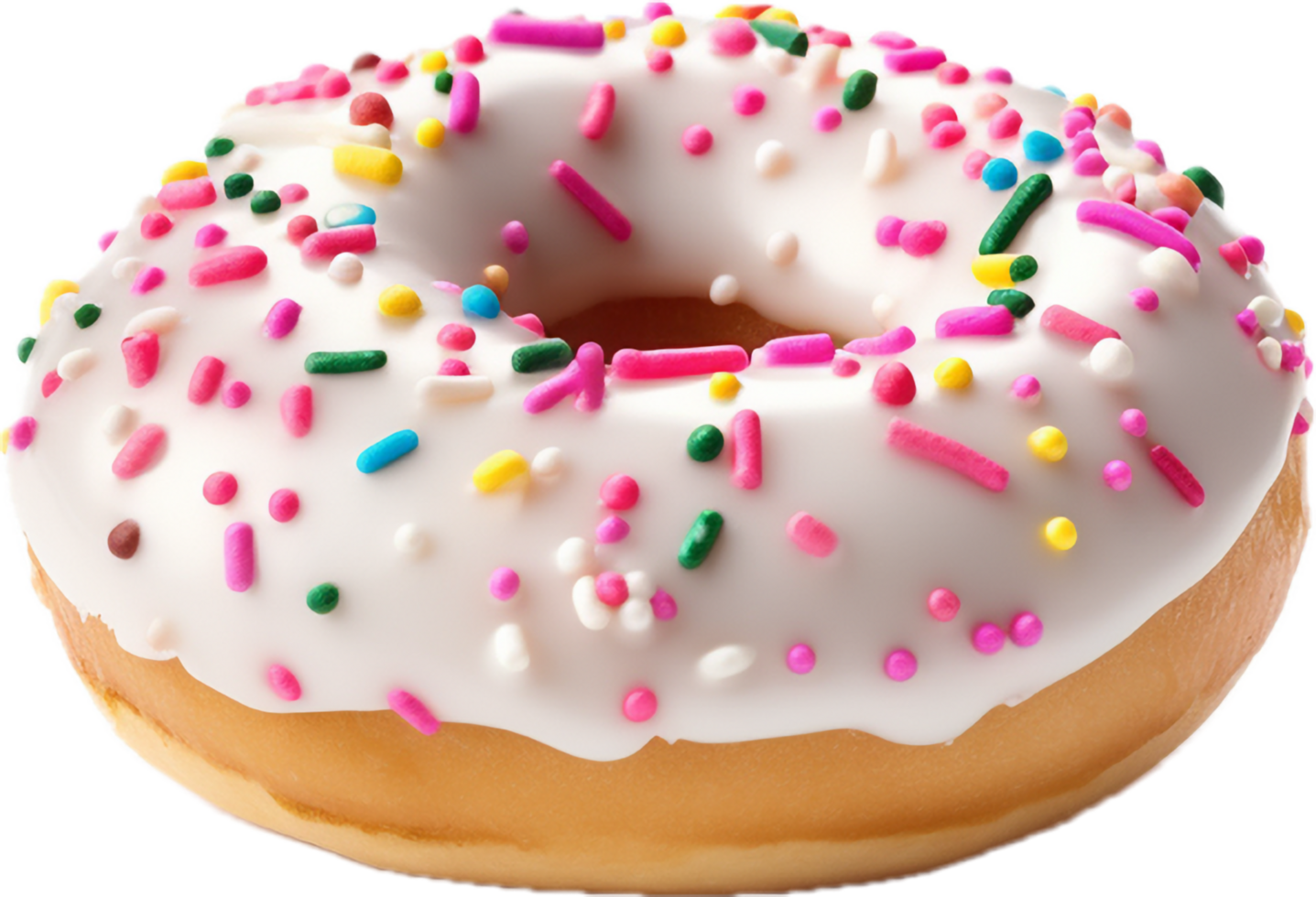 AI generated white donut decorated with sprinkles png. png