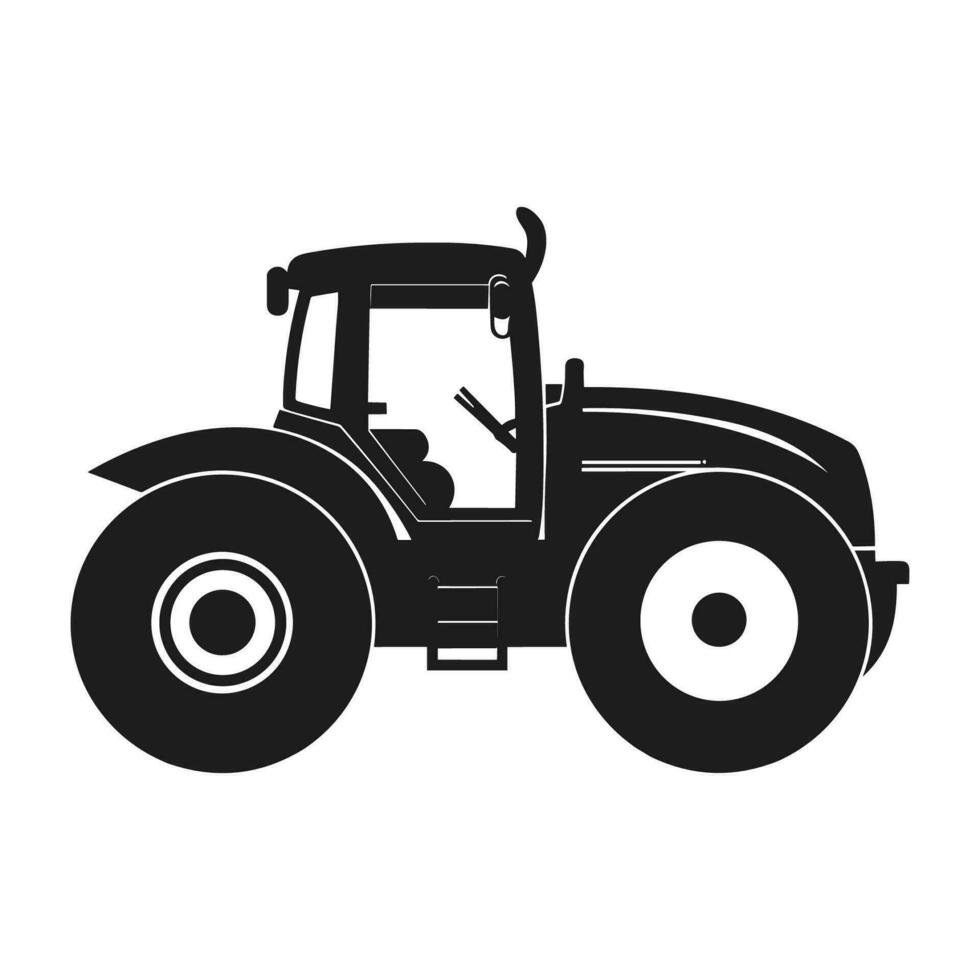 A tractor Vector black clipart isolated on a white background, A farm Tractor Silhouette