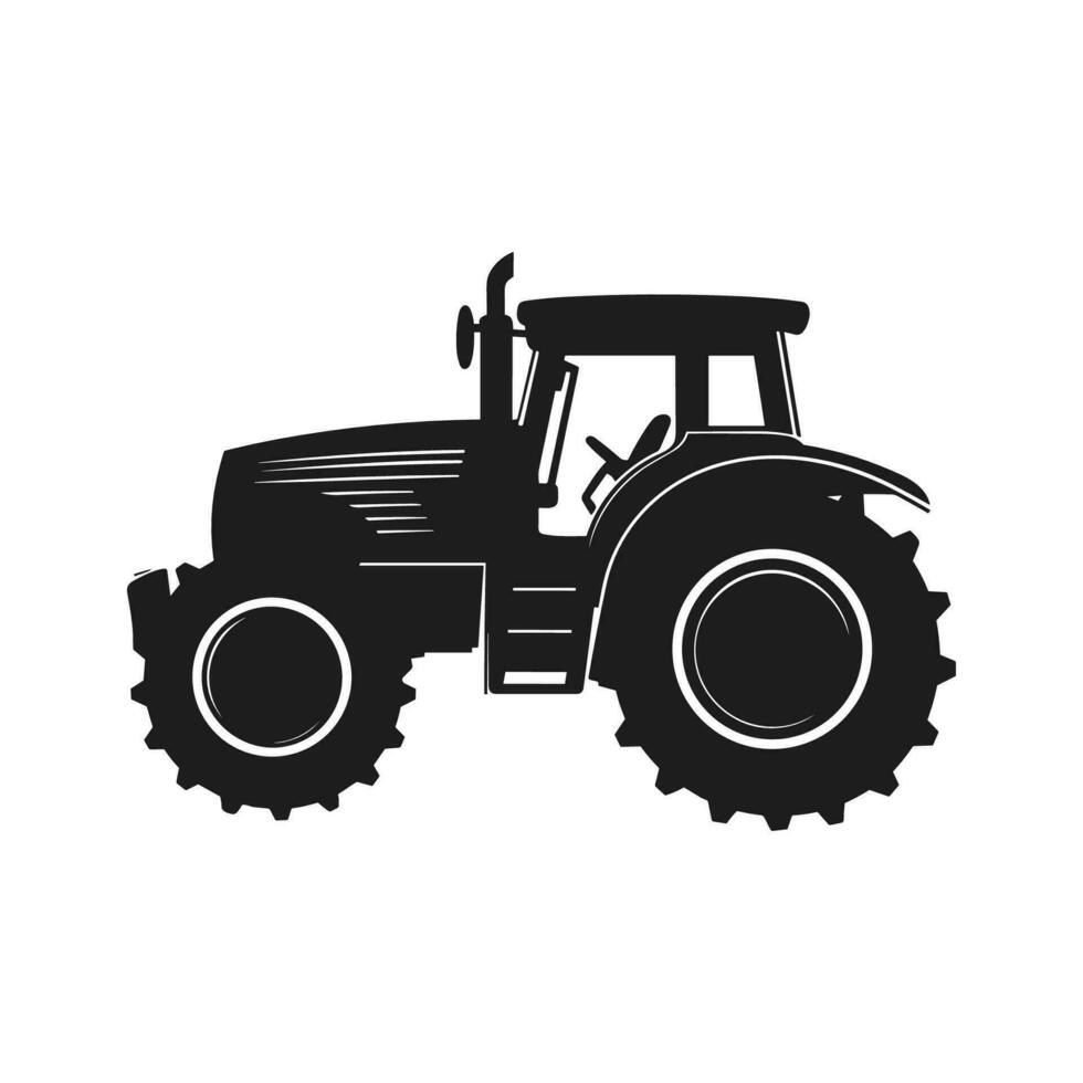 A tractor Vector black clipart isolated on a white background, A farm Tractor Silhouette