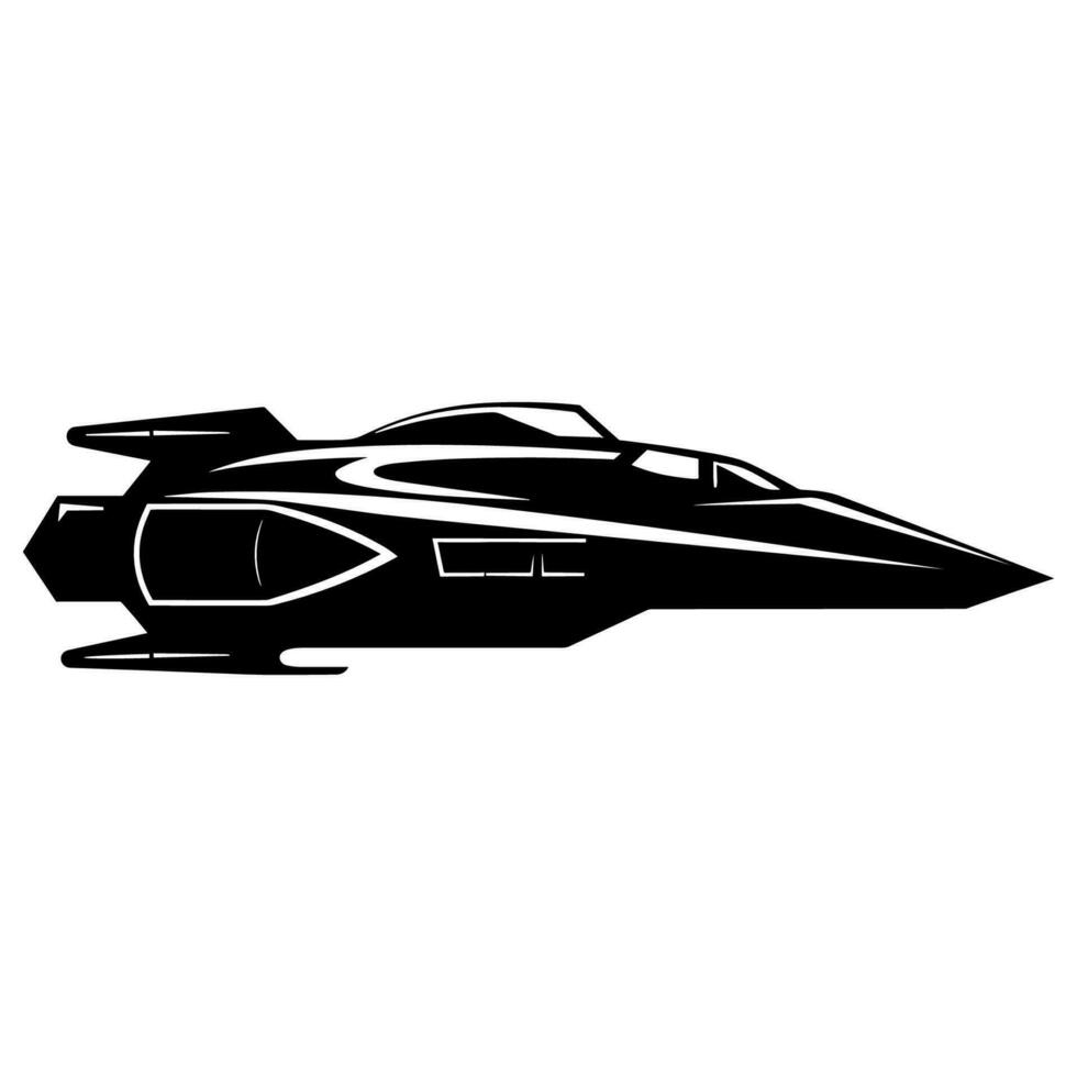 A Spaceship vector isolated on a white background, A spacecraft Rocket black Silhouette