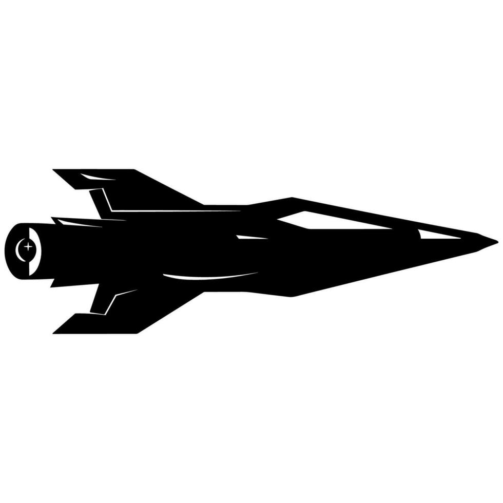 A Spaceship vector isolated on a white background, A spacecraft Rocket black Silhouette