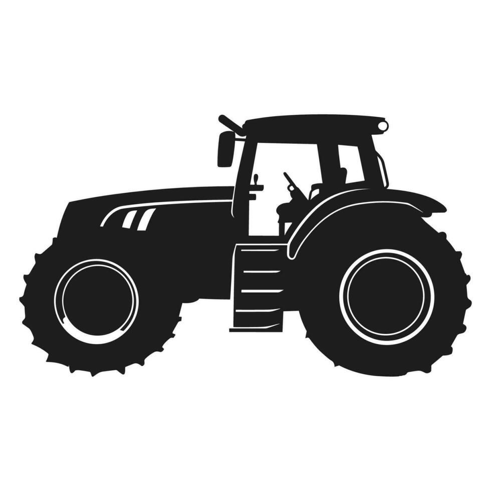 A tractor Vector black clipart isolated on a white background, A farm Tractor Silhouette