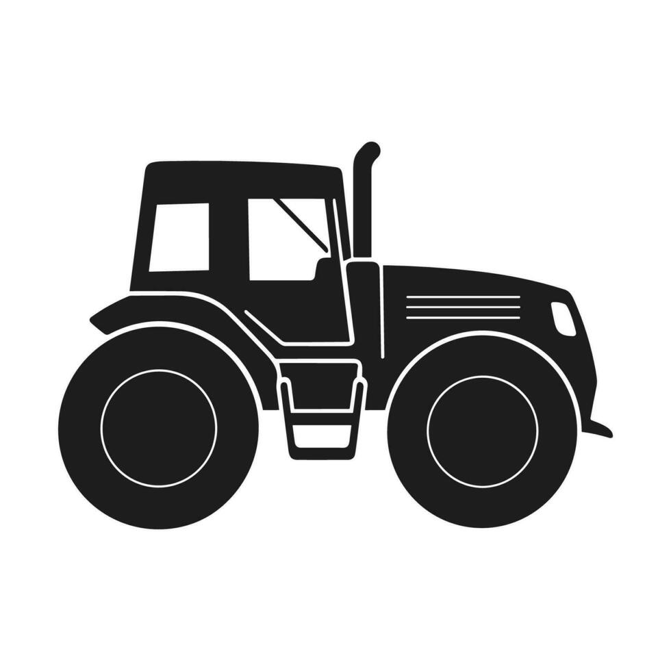 A tractor Vector black clipart isolated on a white background, A farm Tractor Silhouette