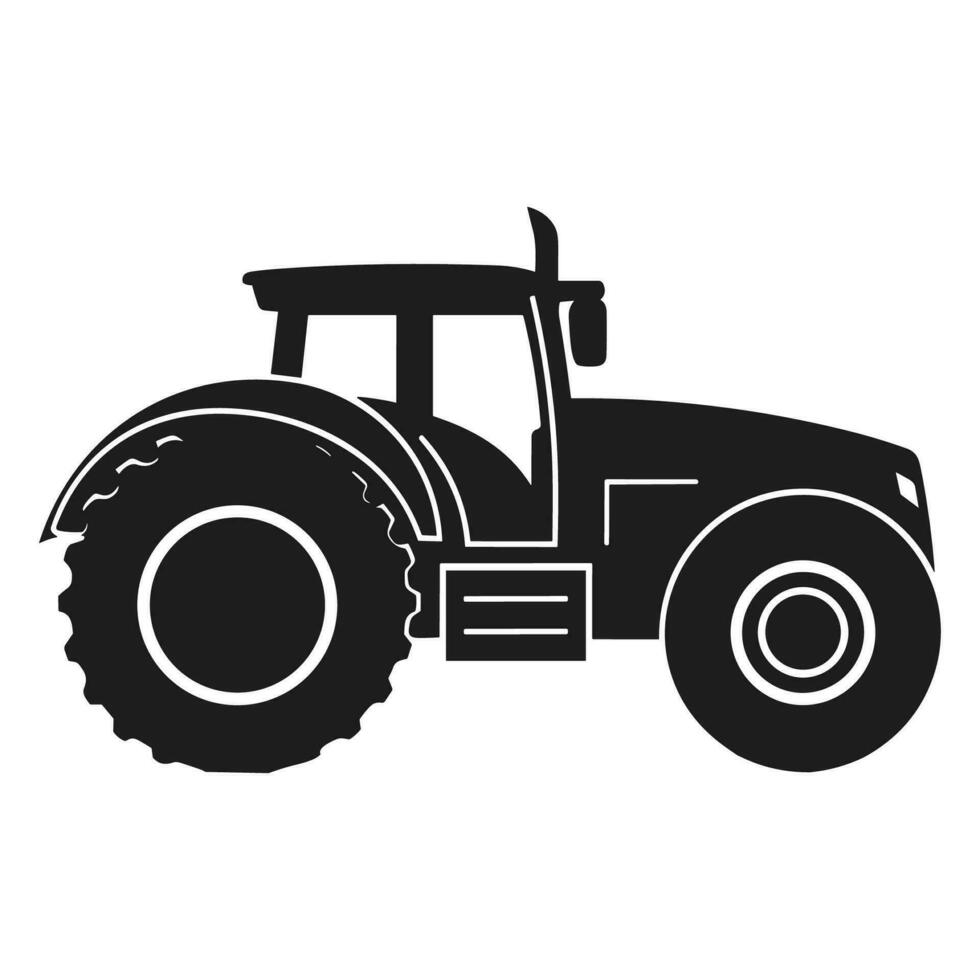 A tractor Vector black clipart isolated on a white background, A farm Tractor Silhouette